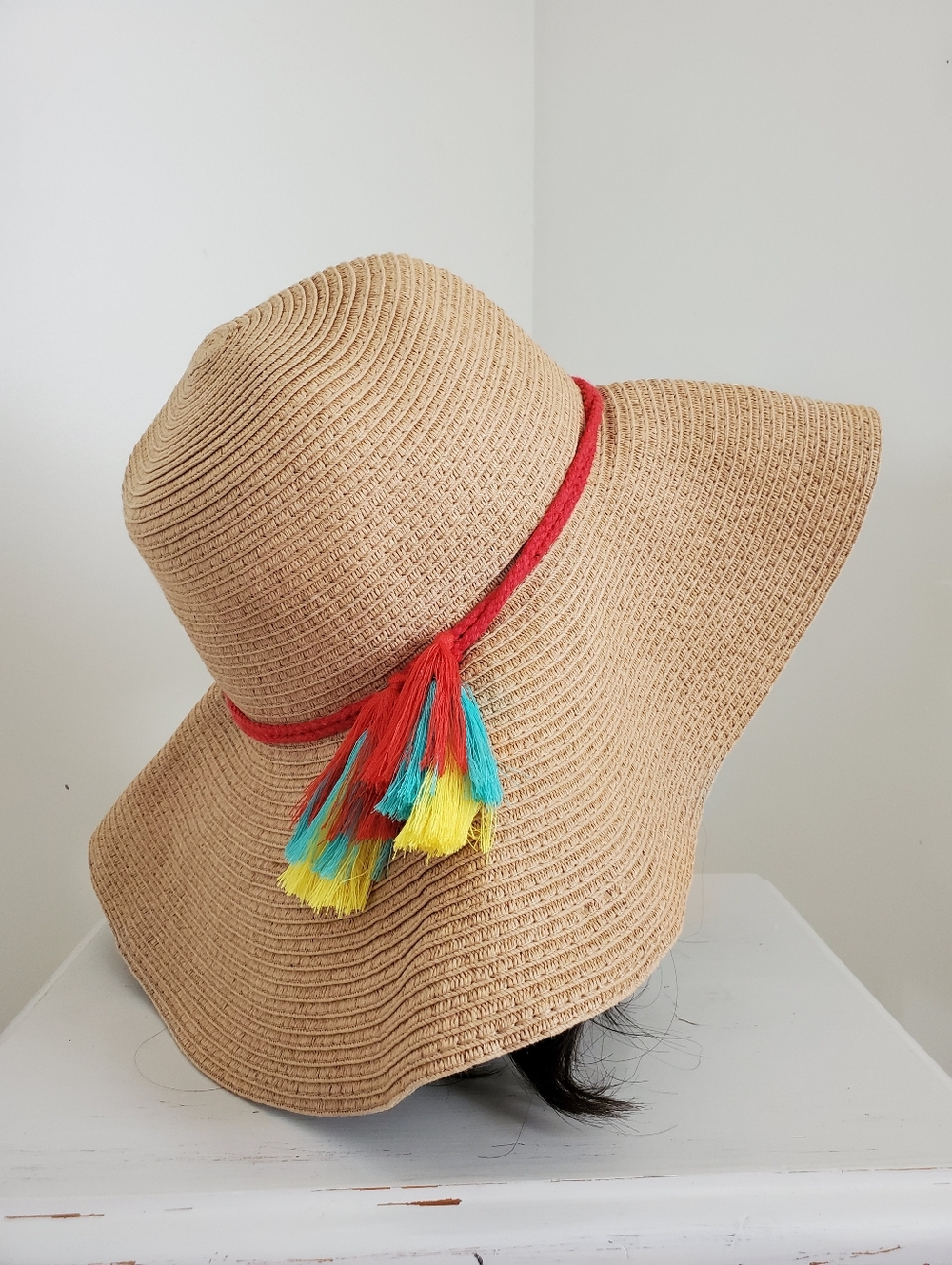 Serra Paper Straw Sun Hat Wide Brim Bucket Hat With Tassel